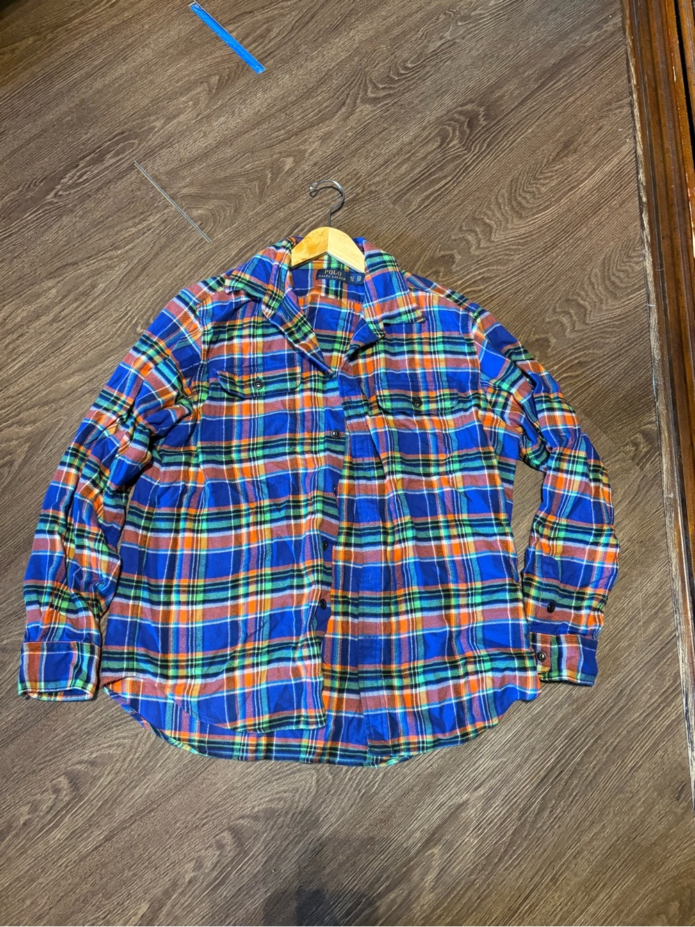 Ralph Lauren Blue Orange Green Plaid Button-Down Shirt